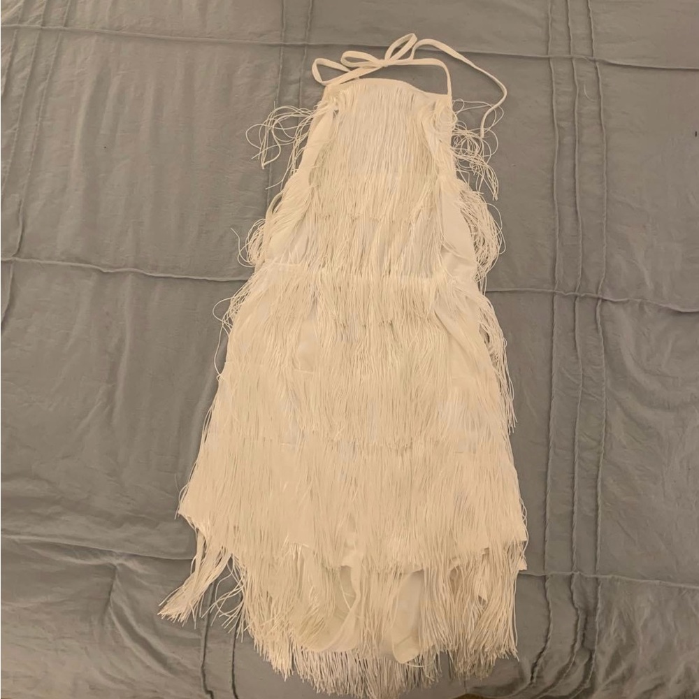 White fringe romper